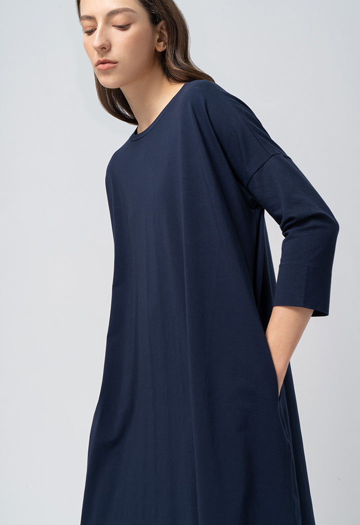 Choice Basic Solid Jersey Dress Navy