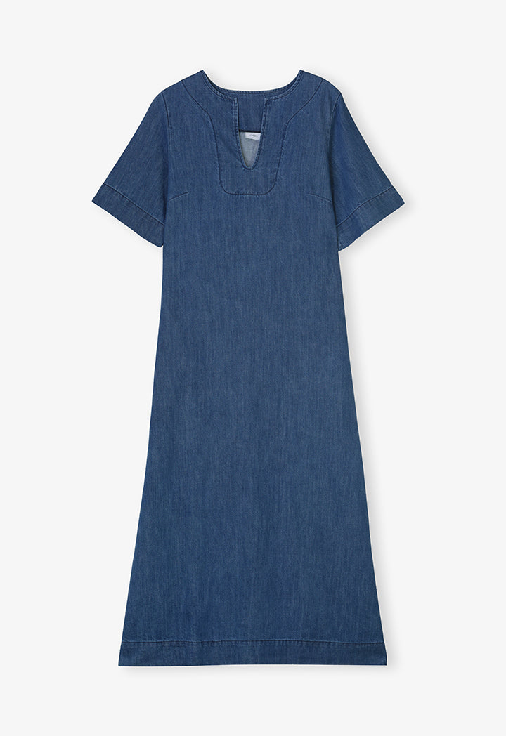 Choice Denim V-Neck Maxi Dress Blue