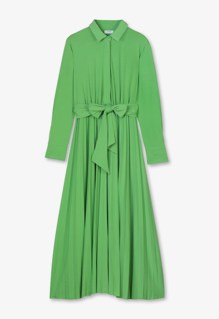 Choice Solid Half Button Maxi Dress Green