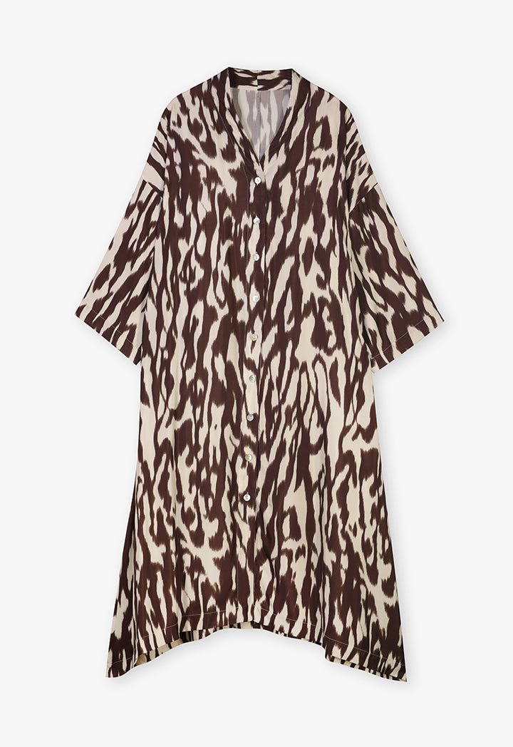 Choice Printed Drop Shoulders Shirt Dress Print