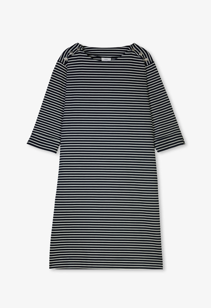 Choice Contrast Striped Dress Navy-White