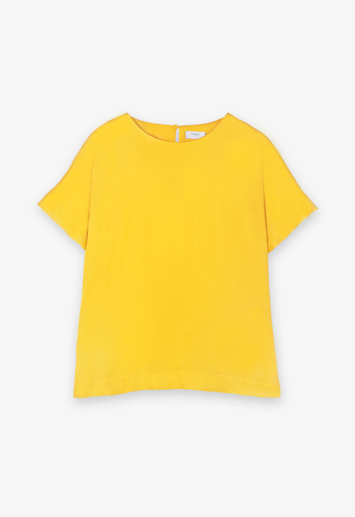 Choice Oversized Short Sleeves Solid T-Shirt Yellow