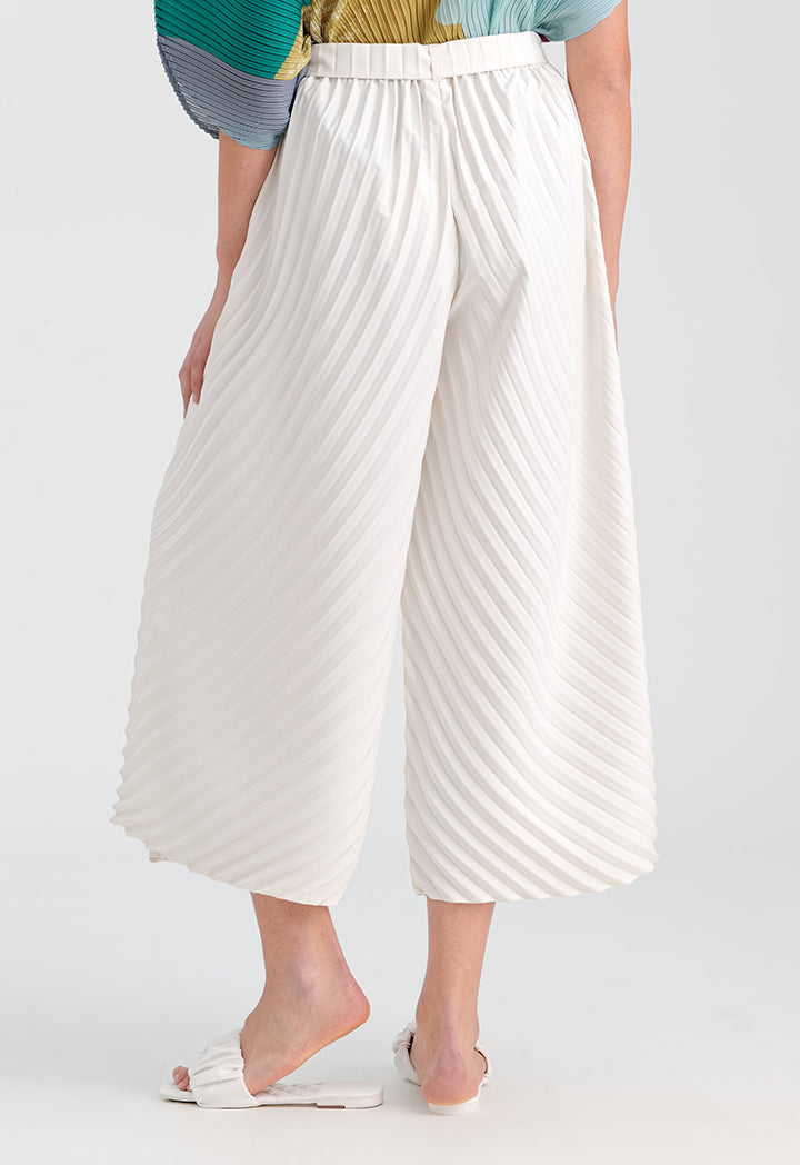 Choice Accordion Pleated Solid Culottes Cream