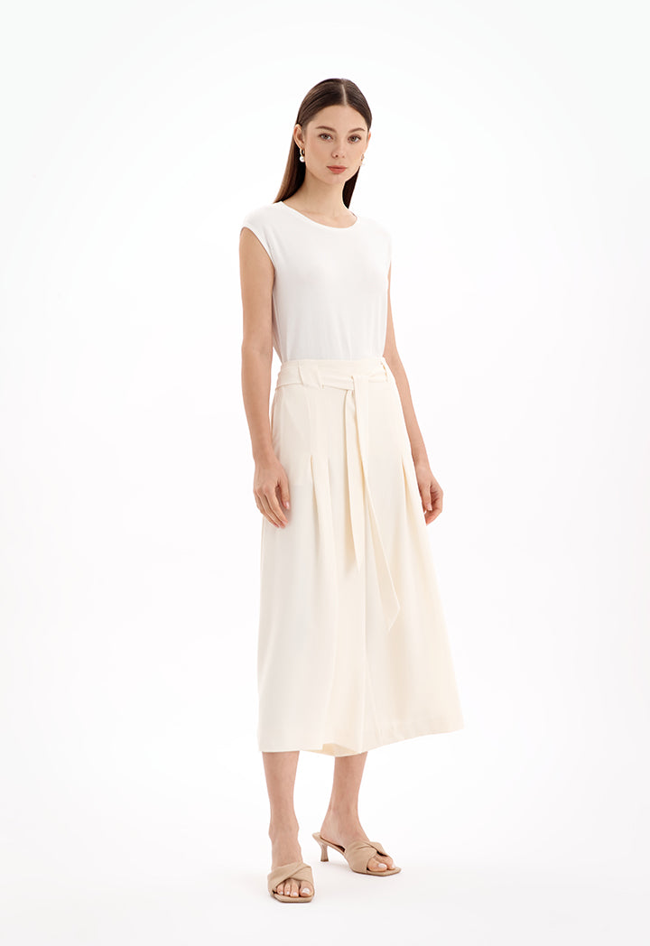 Choice Wide Leg Solid Soft Culottes Cream