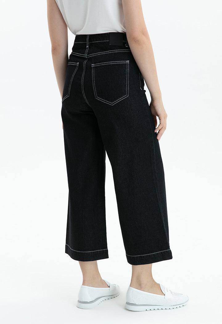 Choice Denim Wash Wide Leg Trouser Black