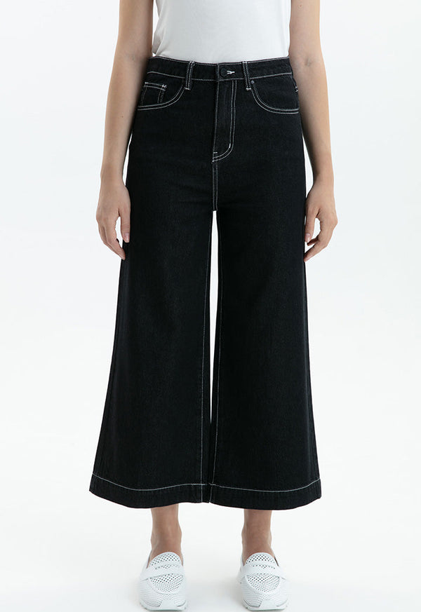 Choice Denim Wash Wide Leg Trouser Black