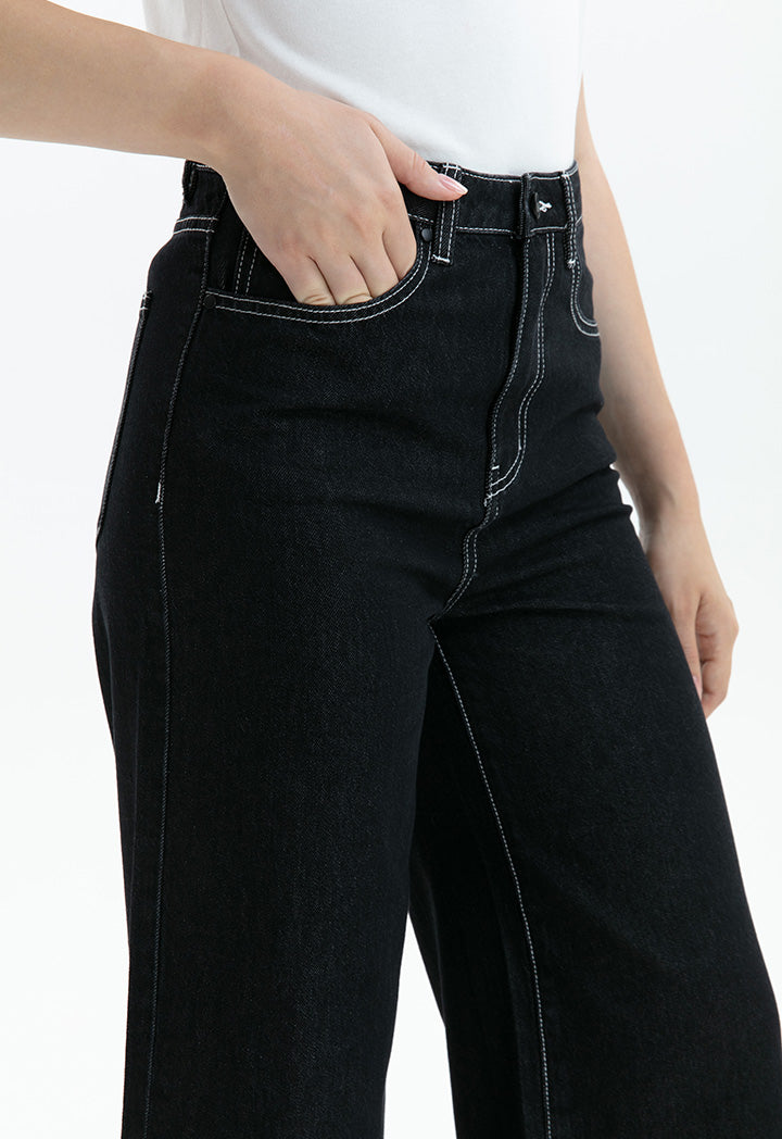 Choice Denim Wash Wide Leg Trouser Black