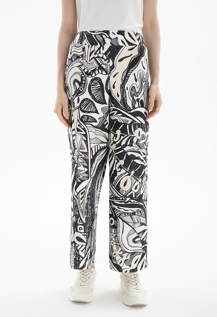 Choice Hand Sketch Printed Neoprene Culottes Print