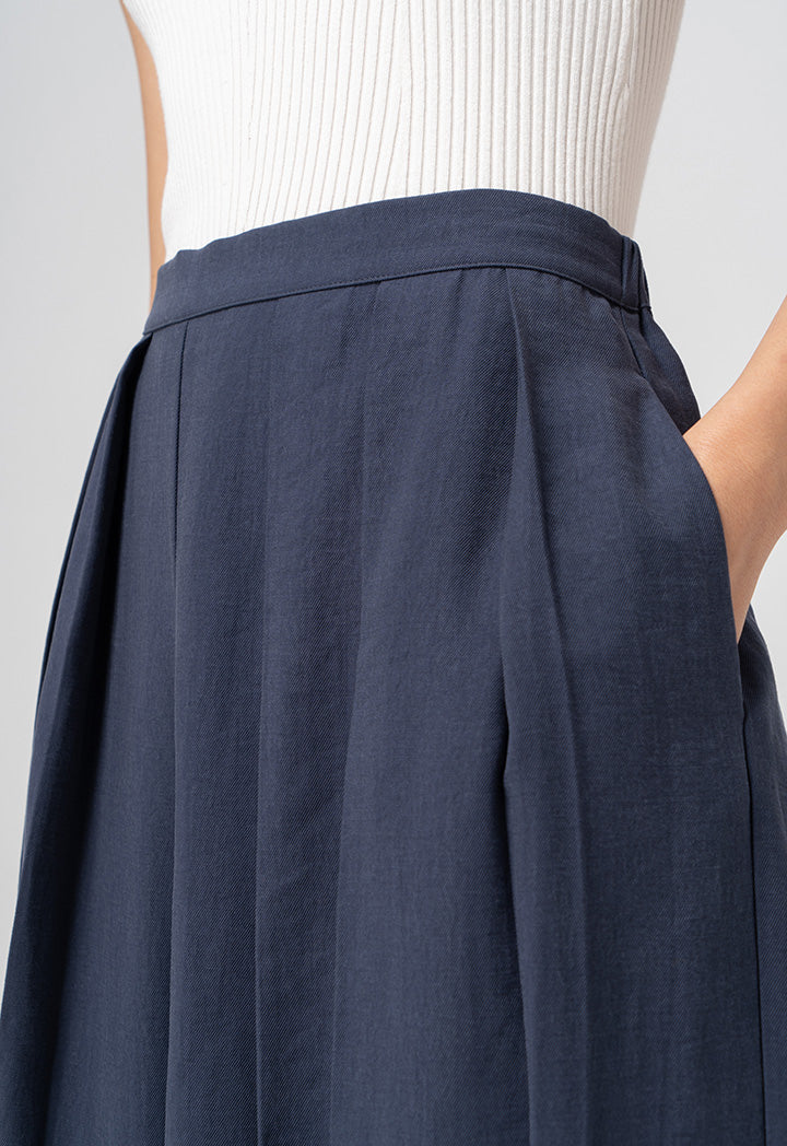 Choice Box Pleated Wide Leg Trouser Navy