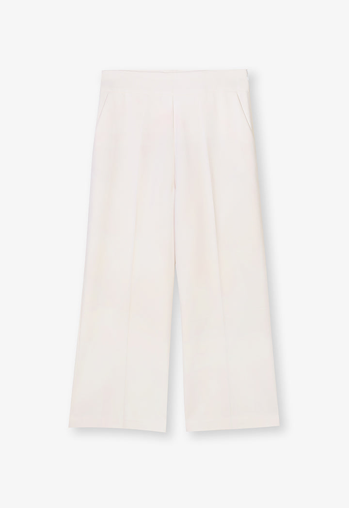 Choice Single Tone Wide Legs Trouser Cream