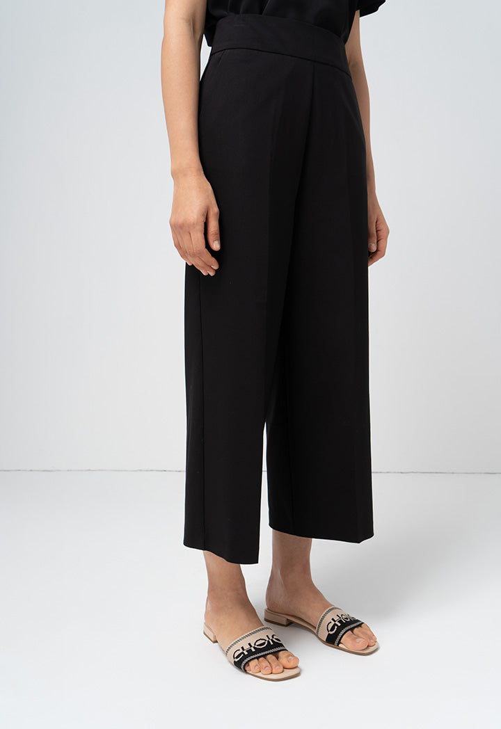 Choice Single Tone Wide Legs Trouser Black