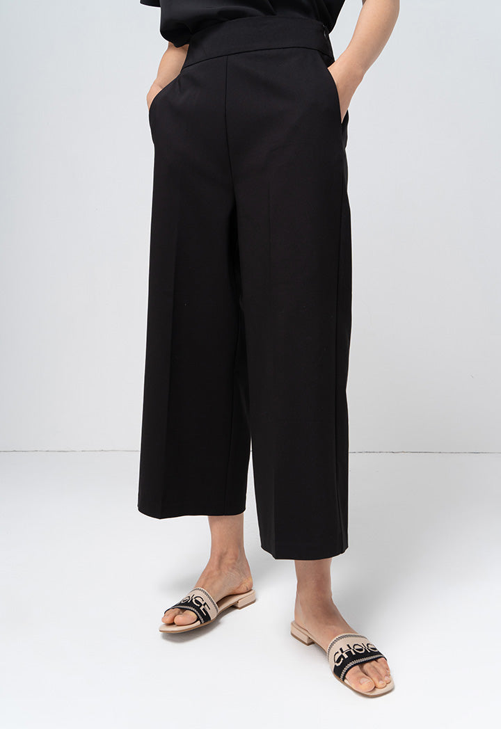 Choice Single Tone Wide Legs Trouser Black