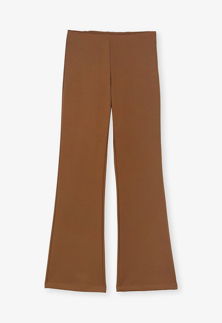 Choice Solid Flare Hem Trousers Brown