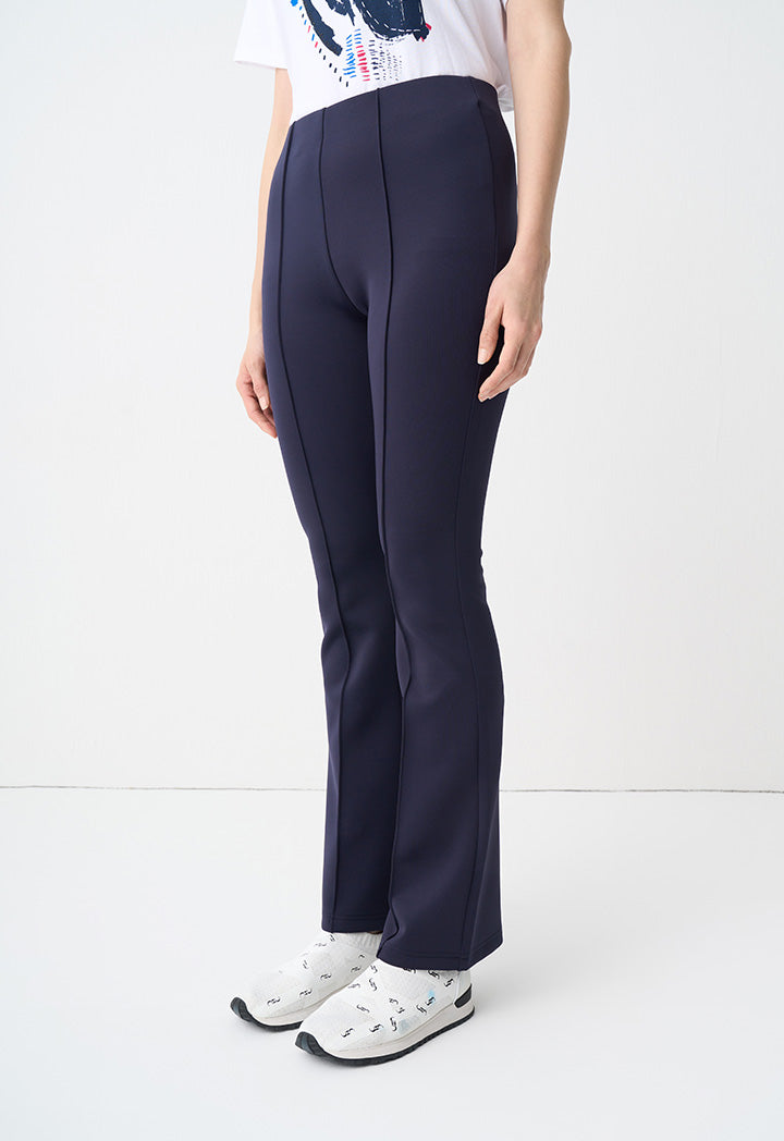 Choice Solid Straight Legs Pintuck Trouser Navy