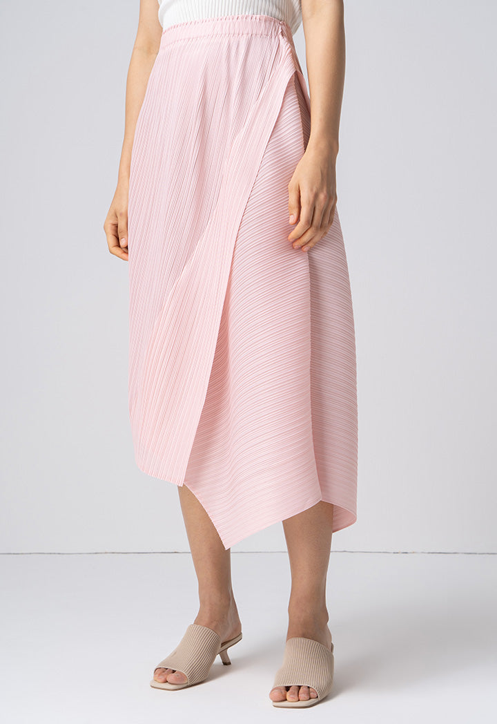 Choice Asymmetrical Pleated Skirt Pink