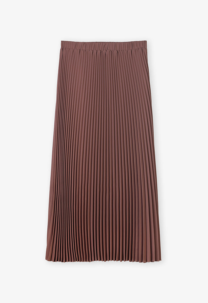 Choice Single Tone Pleated Accordion Skirt Brown