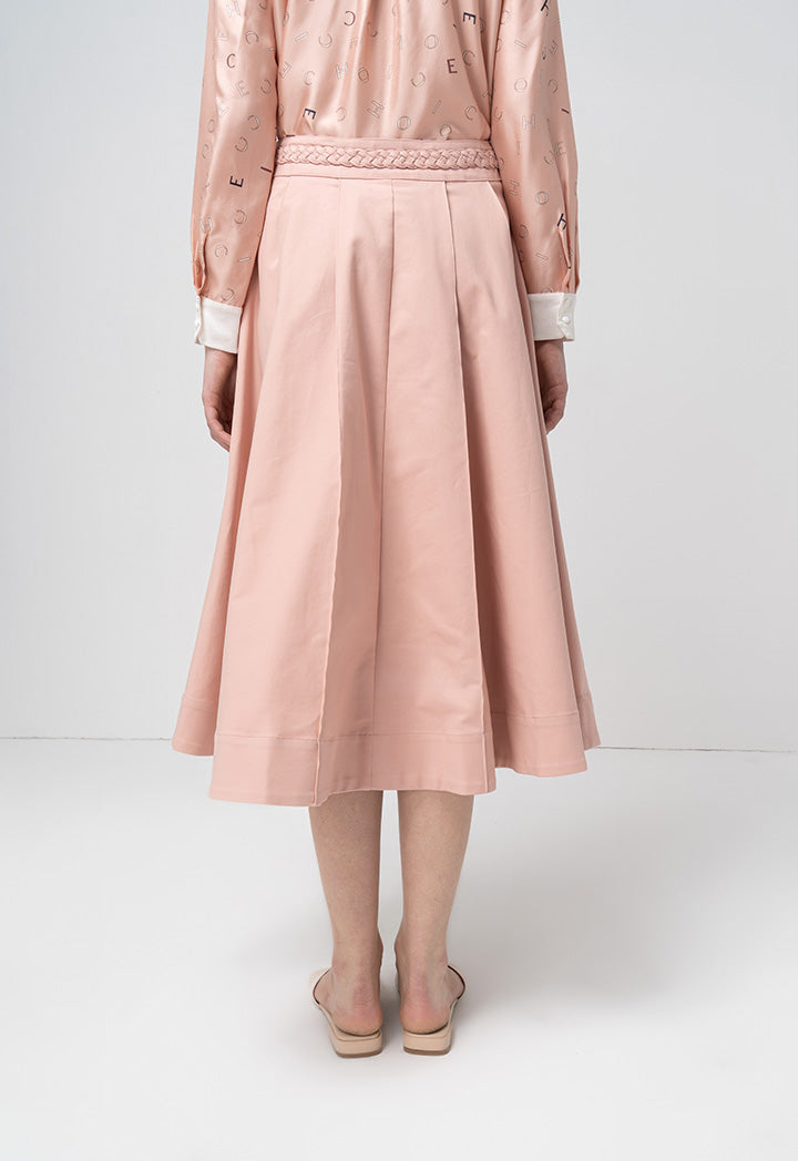 Choice Solid Box Pleated Box Pleated Skirt Blush