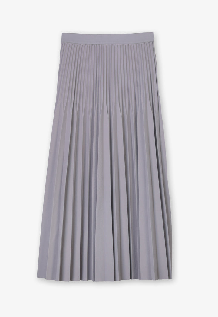 Choice Solid Pleated Elastic Waistband Skirt Grey