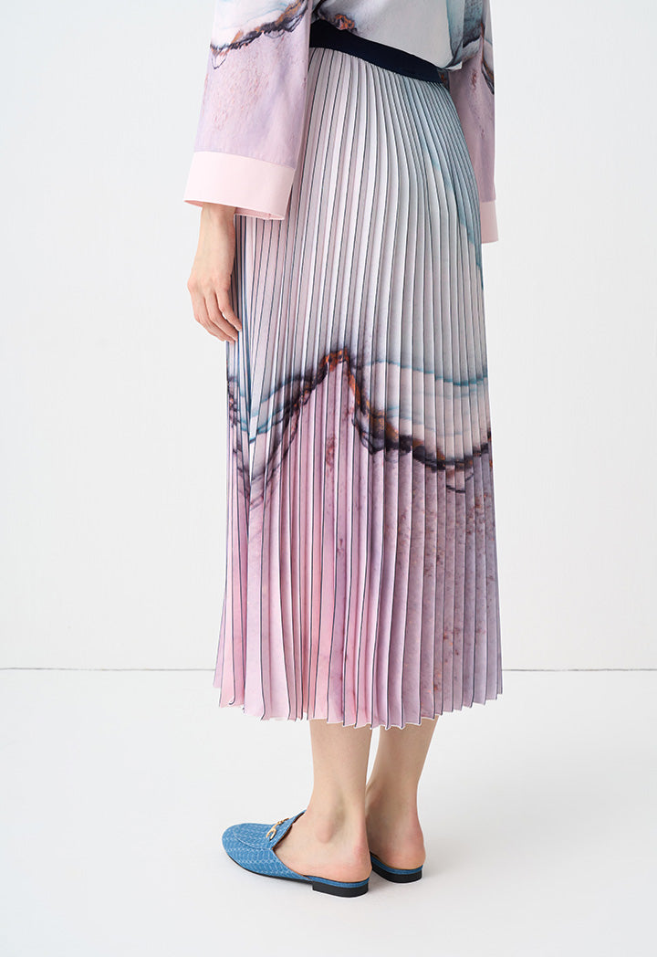 Choice Printed Pleated Maxi Skirt Multicolor