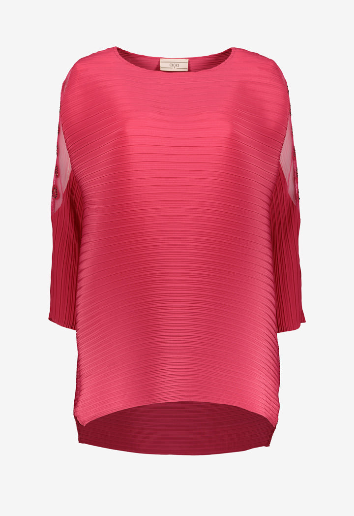 Choice Micro Pleated Blouse Fuchsia