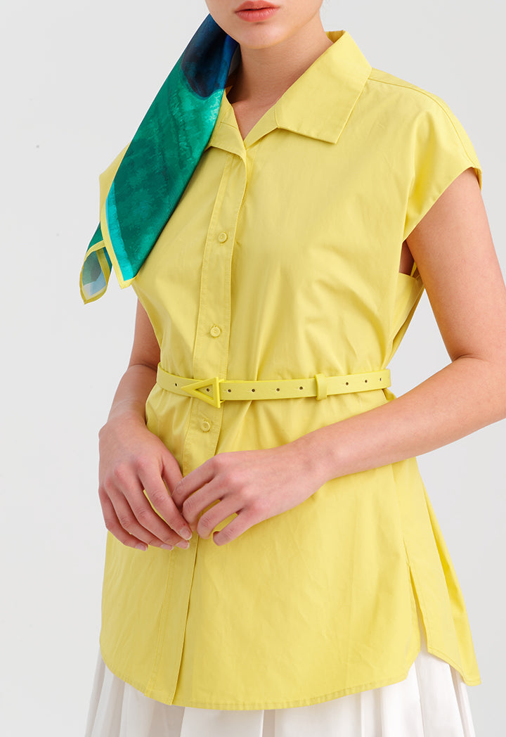 Choice Solid Sleeveless Poplin Shirt Lime