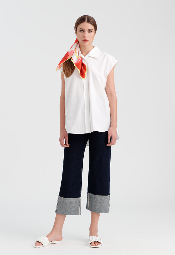 Choice Solid Sleeveless Poplin Shirt Off White