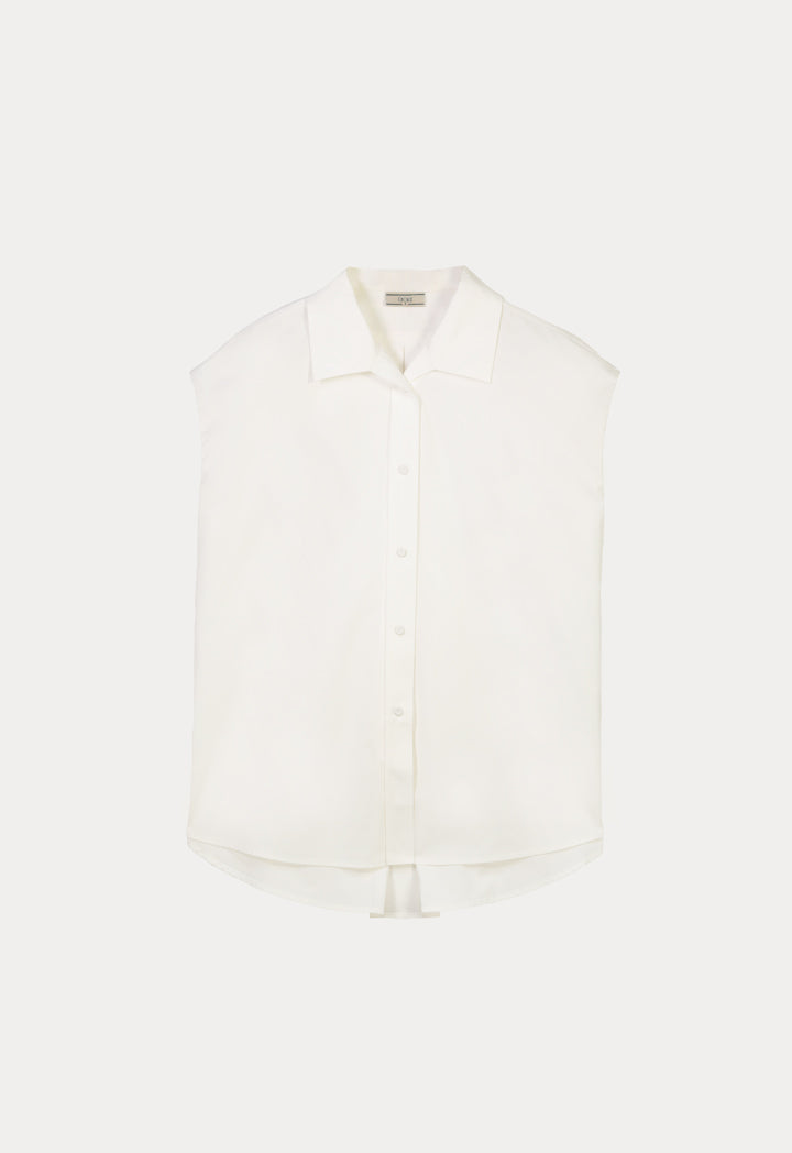 Choice Solid Sleeveless Poplin Shirt Off White