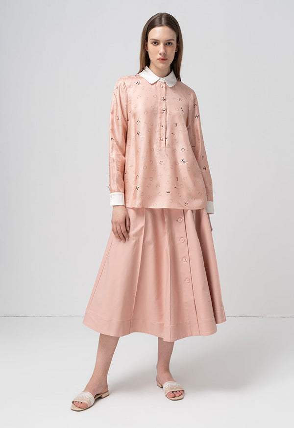 Choice Solid Box Pleated Box Pleated Skirt Blush