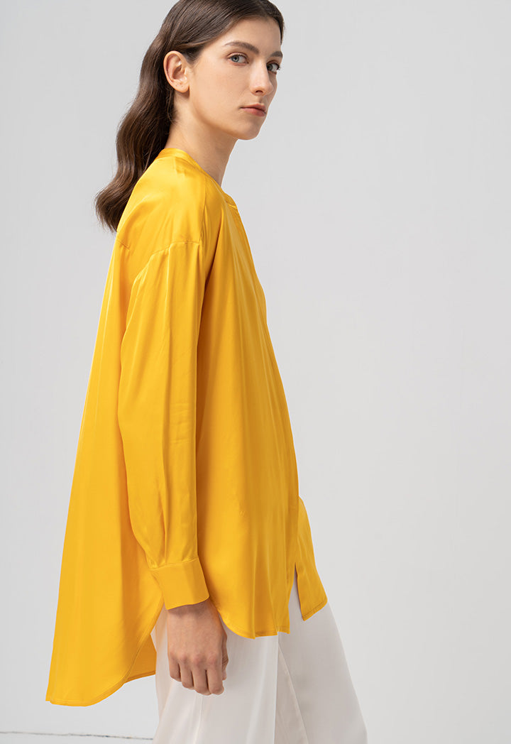 Choice Solid Long Sleeves Shirt Yellow