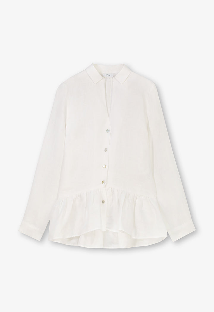 Choice Tiered Hem Solid Shirt Off White