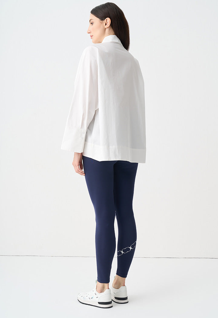 Choice Single Tone Flared Long Dolman Sleeves Shirt Offwhite