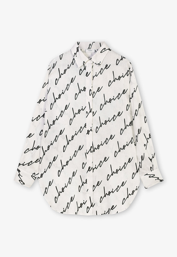 Choice Long Sleeves Logo Printed Shirt Off White