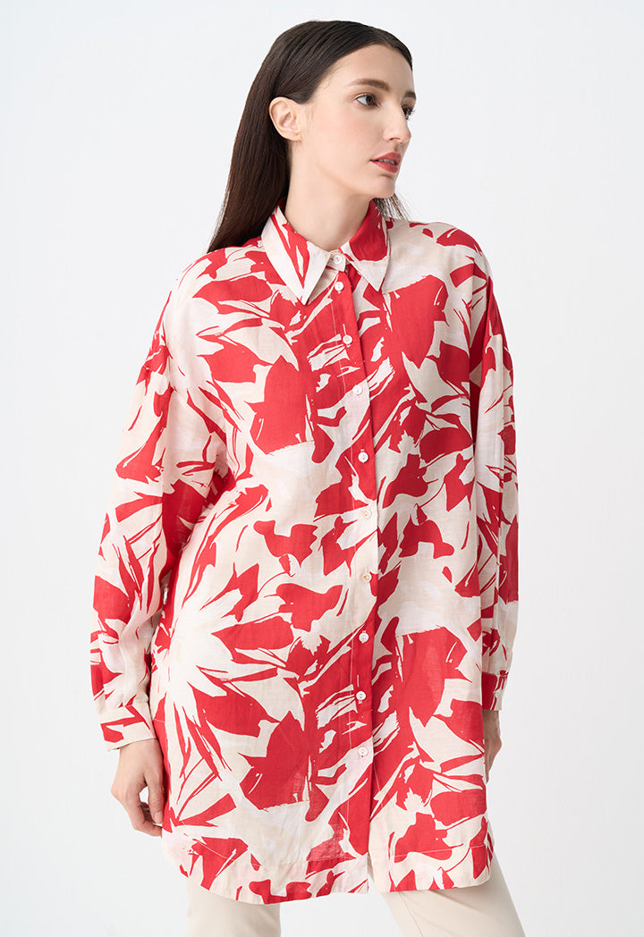 Choice Printed Long Sleeves Shirt Red