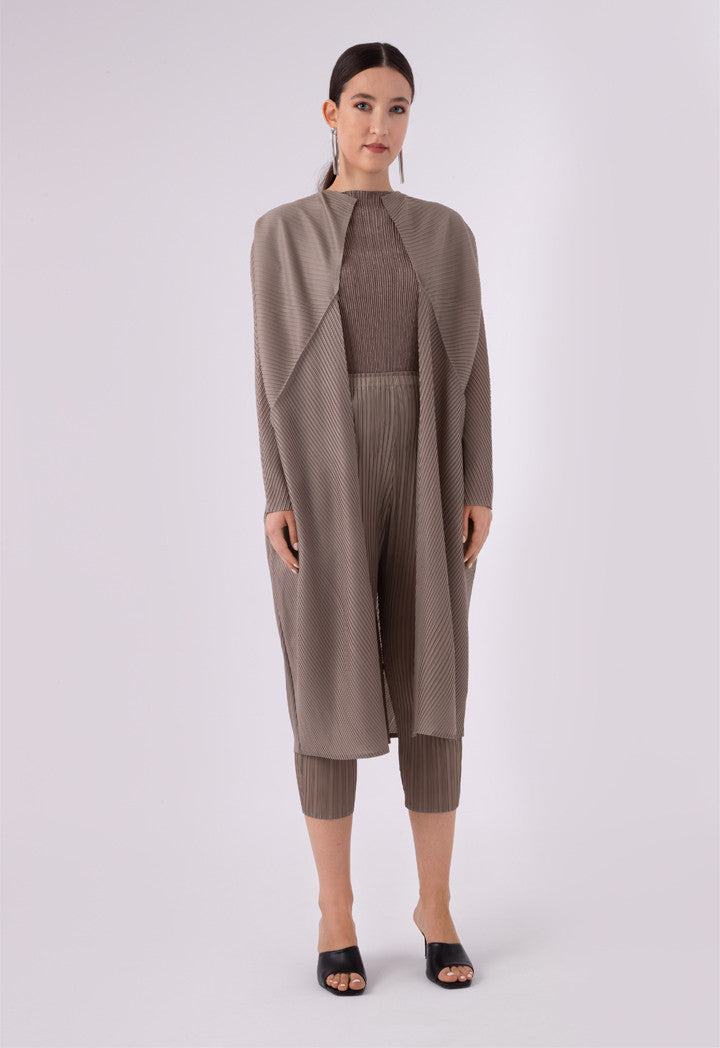 Choice Egg Shape Electric Pleated Outerwear Beige