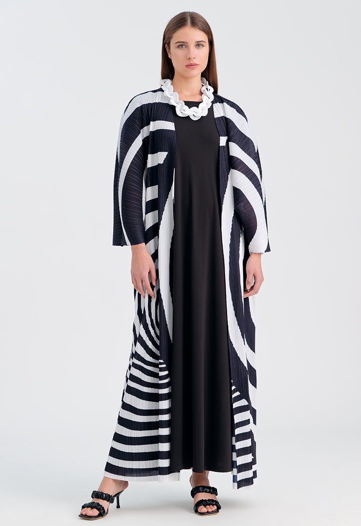 Choice Swirl Printed Long Kimono Black/Cream