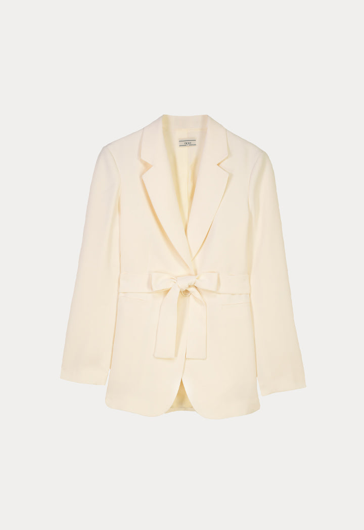 Choice Solid Notched Lapel Blazer Cream