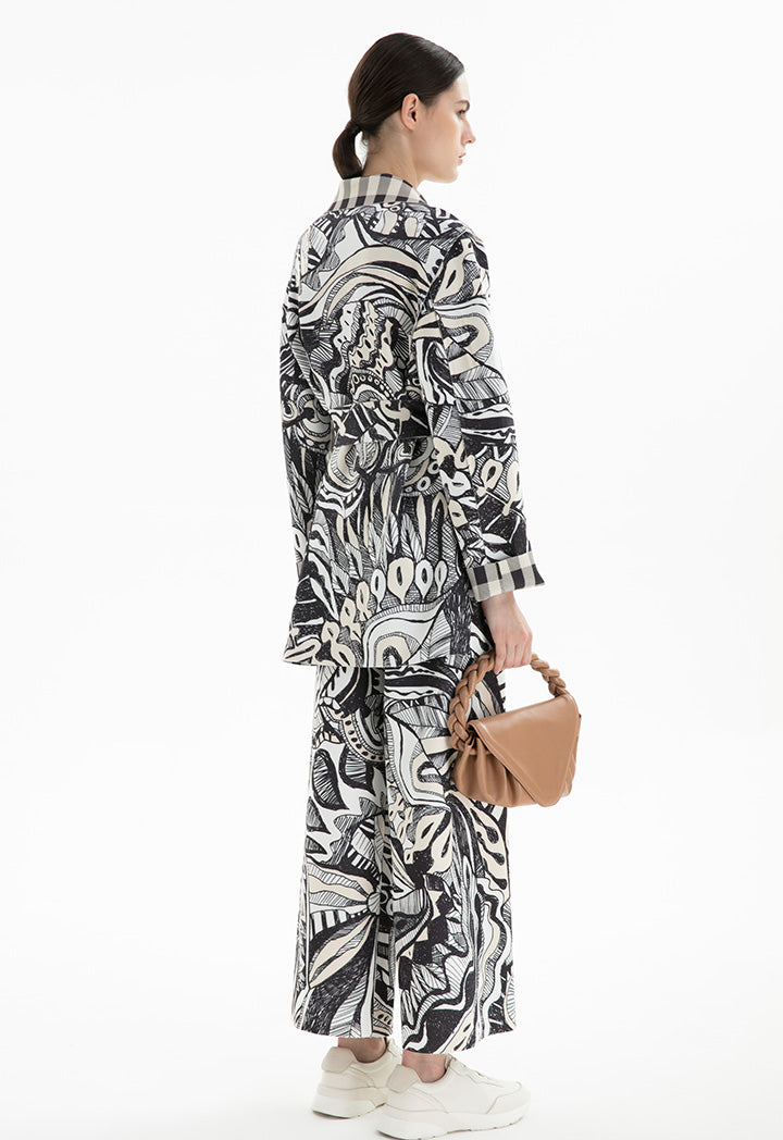 Choice Printed Neoprene Jacket With Belt Print