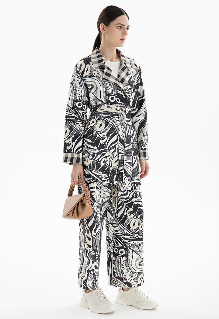 Choice Printed Neoprene Jacket With Belt Print