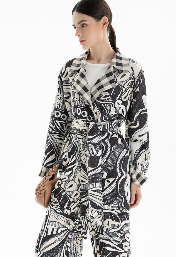 Choice Printed Neoprene Jacket With Belt Print