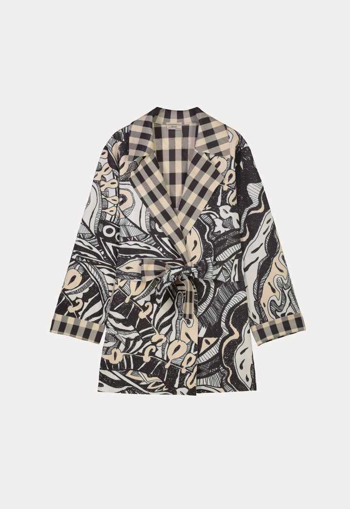 Choice Printed Neoprene Jacket With Belt Print