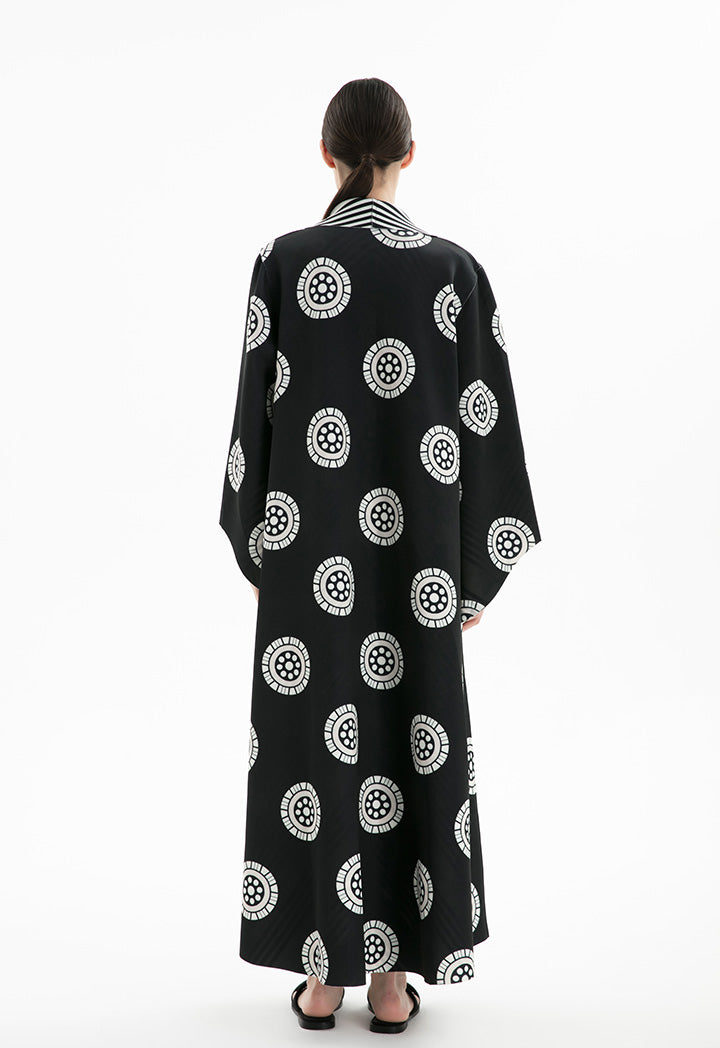 Choice Neoprene All Over Printed Maxi Abaya Black