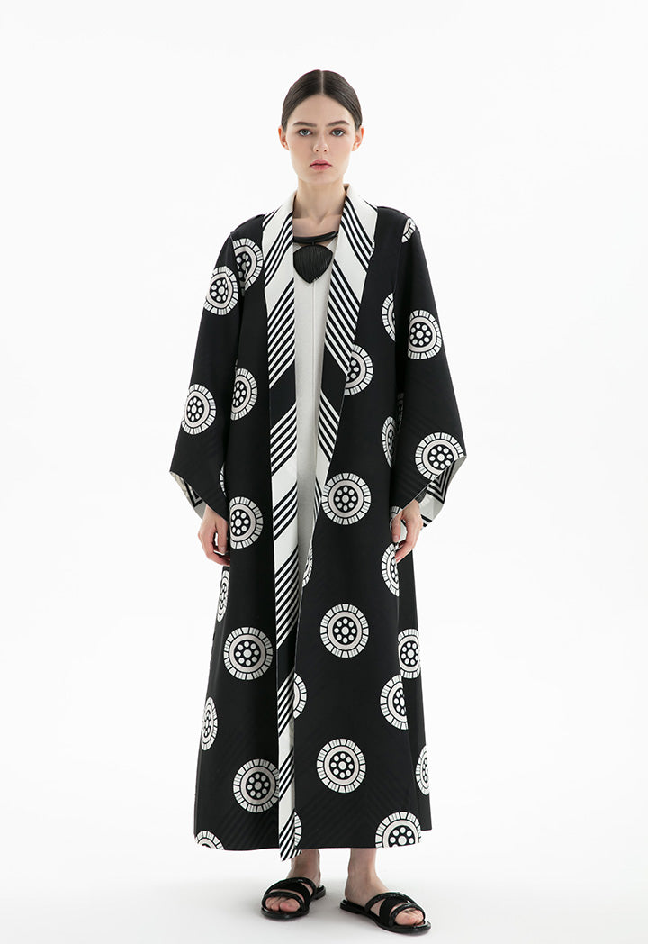 Choice Neoprene All Over Printed Maxi Abaya Black