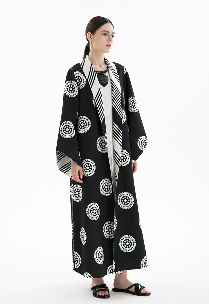 Choice Neoprene All Over Printed Maxi Abaya Black