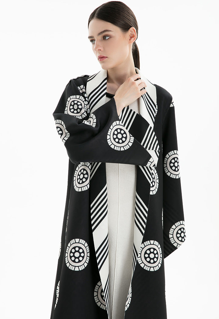 Choice Neoprene All Over Printed Maxi Abaya Black