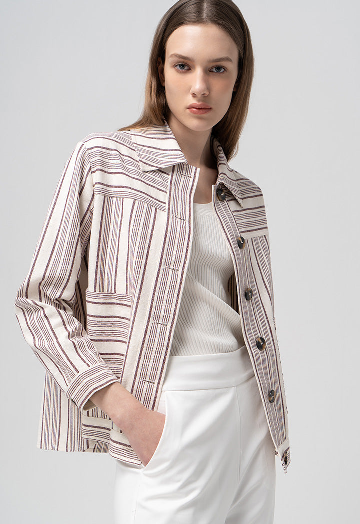 Choice Striped Pattern Shirt Jacket Stripe