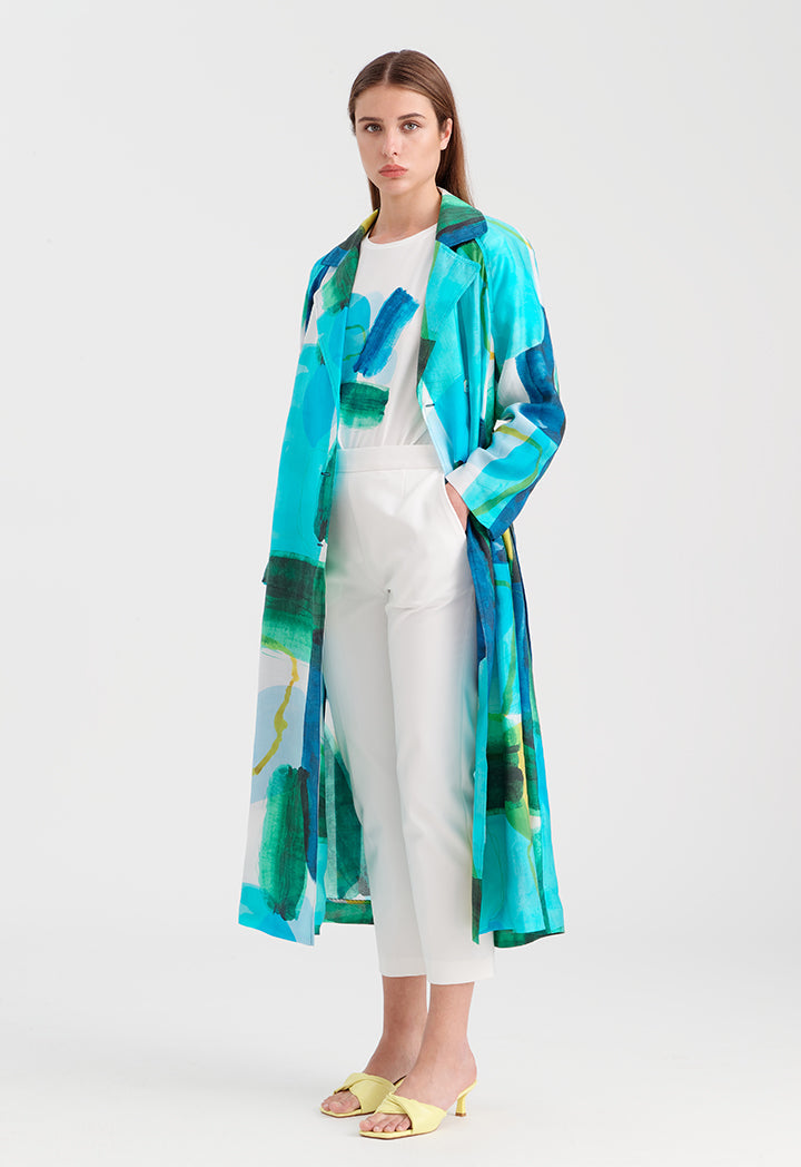 Choice Printed Coat With Long Sleeves Multicolor