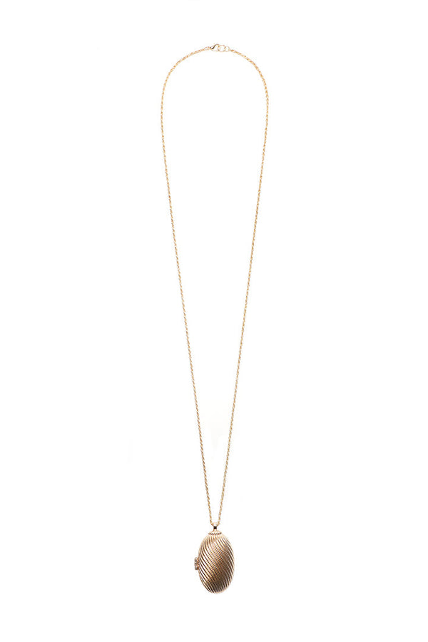 Choice Oval Solid Rope Chain Locket Necklace Gold