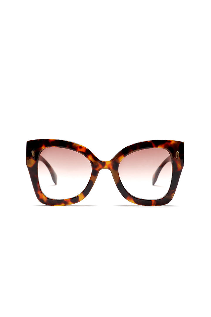 Choice Oversized Tinted Frame Wide Temple Sunglasses Leopard