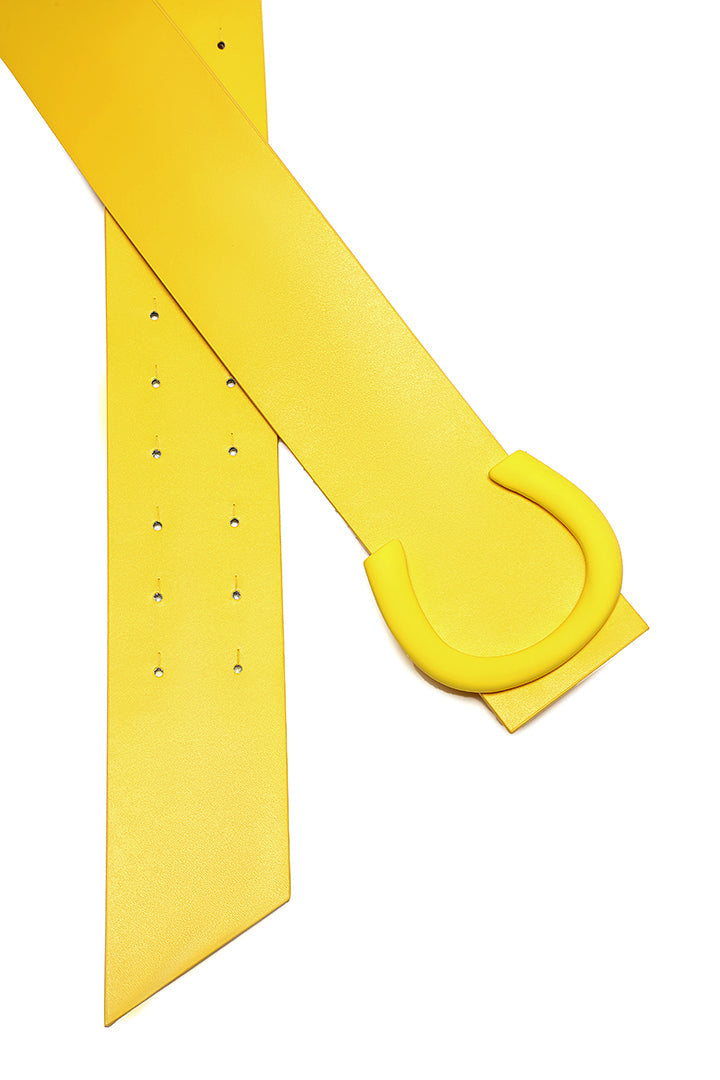 Choice Wide Strap In A Horse Shoe Buckle Shape Belt Yellow