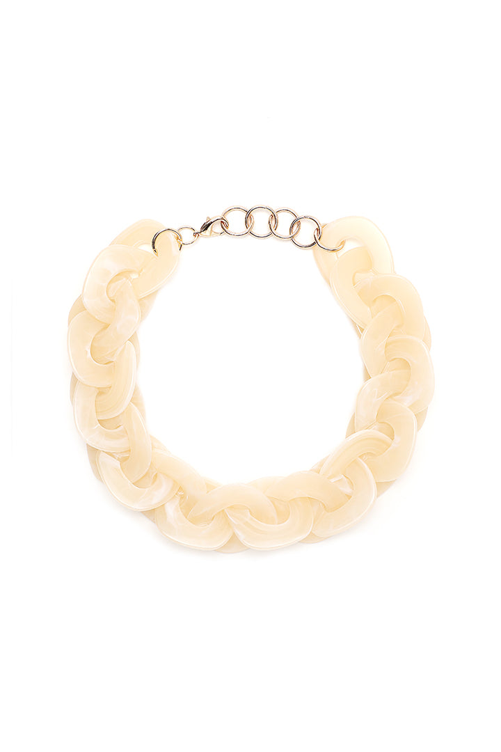 Choice Flat Geometric Chunky Acrylic Choker Beige